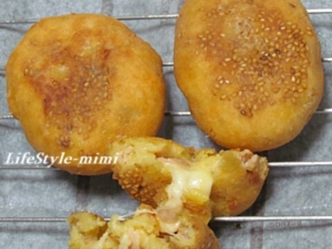 シーチキンチーズ入りイモ揚げ餅 131017